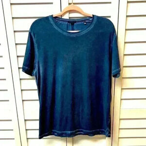 Patrick Assaraf Pima Cotton Stretch Vintage Wash T-Shirt Blue Size L